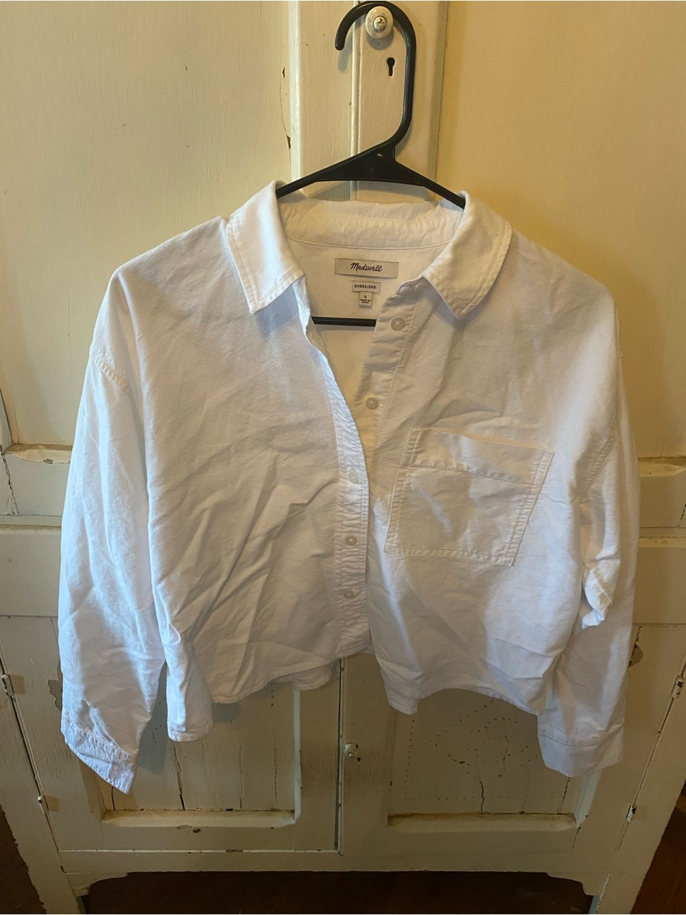 Madewell White Cropped Button-Down Shirt